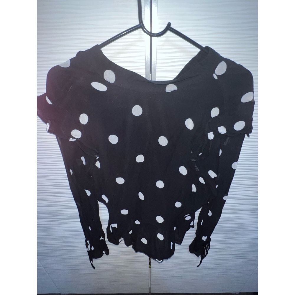 Polka dot tie back blouse